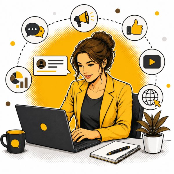 una ragazza lavora al computer