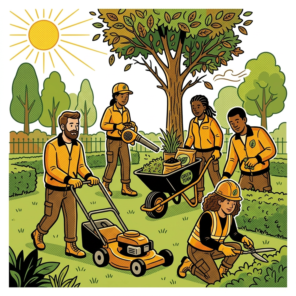 persone che curano un giardino