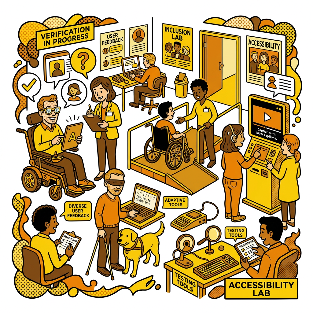 persone con disabilità che effettuano test di accessibilità