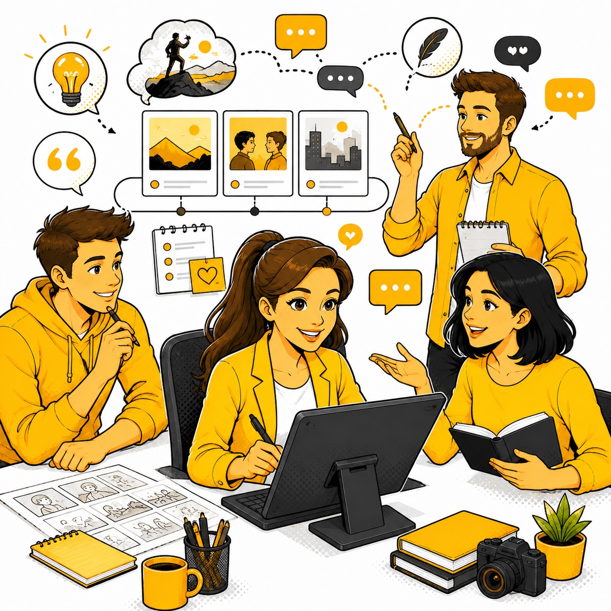 persone che progettano storytelling durante un brainstorming